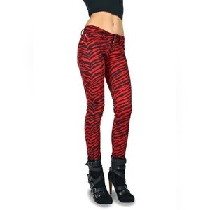 Tripp NYC red and black zebra print skinny jeans. Size 5.